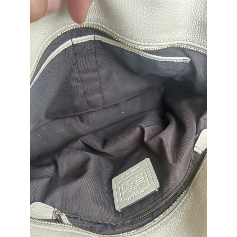 Coach Womens Black Polished Pebble Leather‎ Turnlock Chain Tote Bag 57107 - Picture 4 of 16